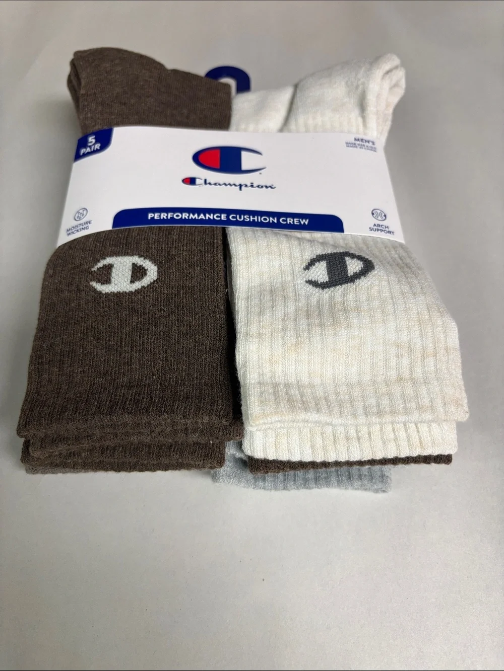 New Champion Socks Men’s 5 Pair Performance Crew Sock Athletic Casual Activewear